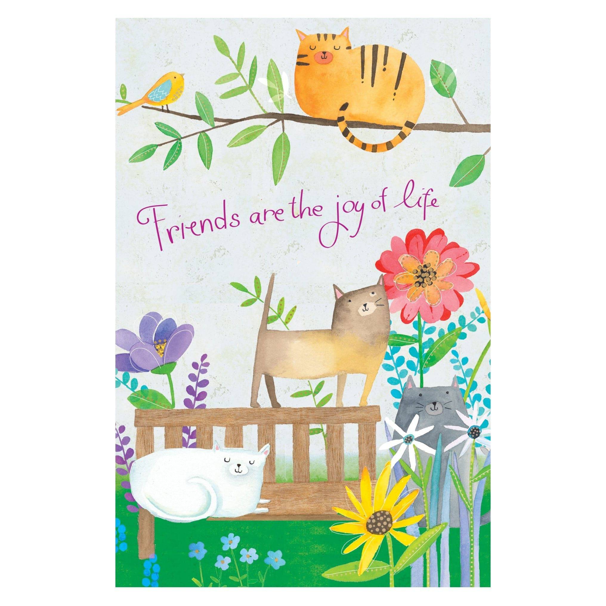 Cute garden cats birthday card from Pictura featuring adorable feline illustrations, perfect for sending friendly birthday wishes.